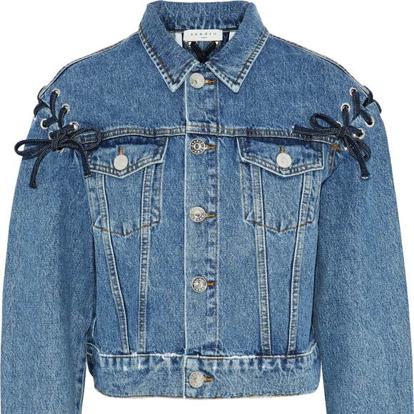 lace up denim jacket